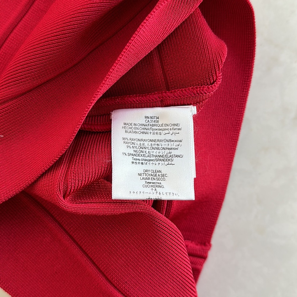 NEW Herve Leger Sydney Red Lipstick Scoop Neck Bandage Dress - Picture 7 of 12